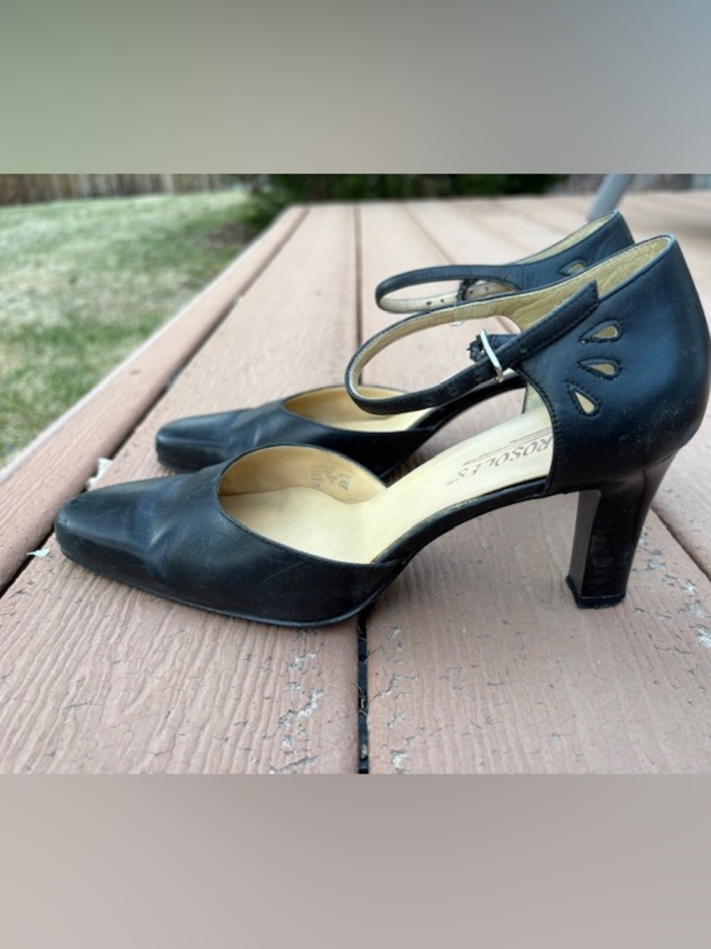 Aerosoles ankle strap heels sz 7 black